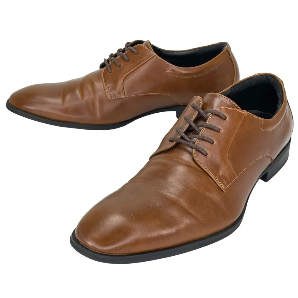 Alfani Andrew Tan Faux Leather Mens Oxfords Size 11.5M